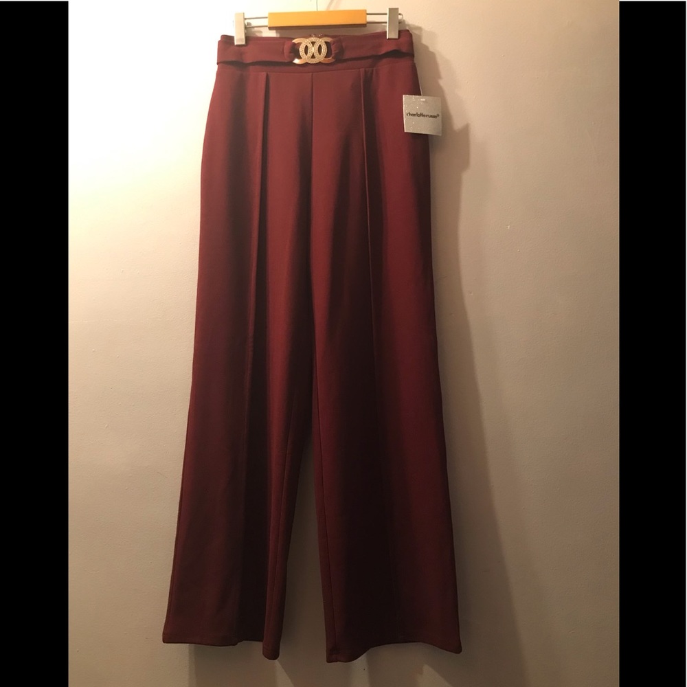 Charlotte Russe flared pants with waist belt attached